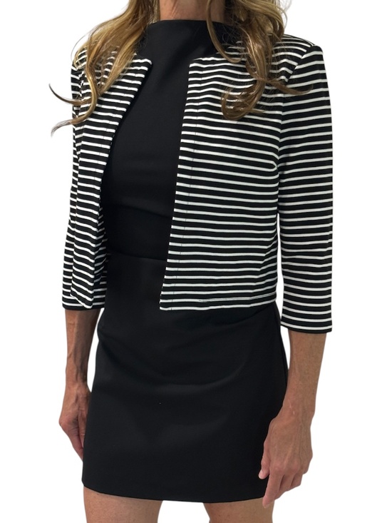 Philosophy Jackets & Blazers - Philosophy Open Front Jacket - Black & Ivory Striped Size PS